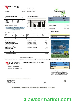 USA Nevada NV Energy business utility bill template in Word and PDF formats
